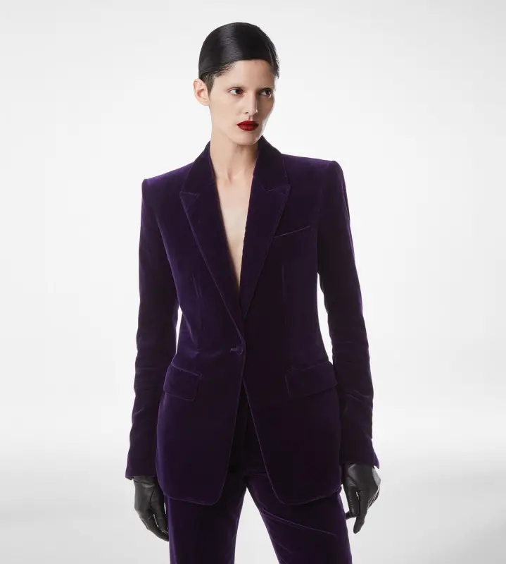 COTTON VELVET SINGLE BREASTED JACKET GEM VIOLET online